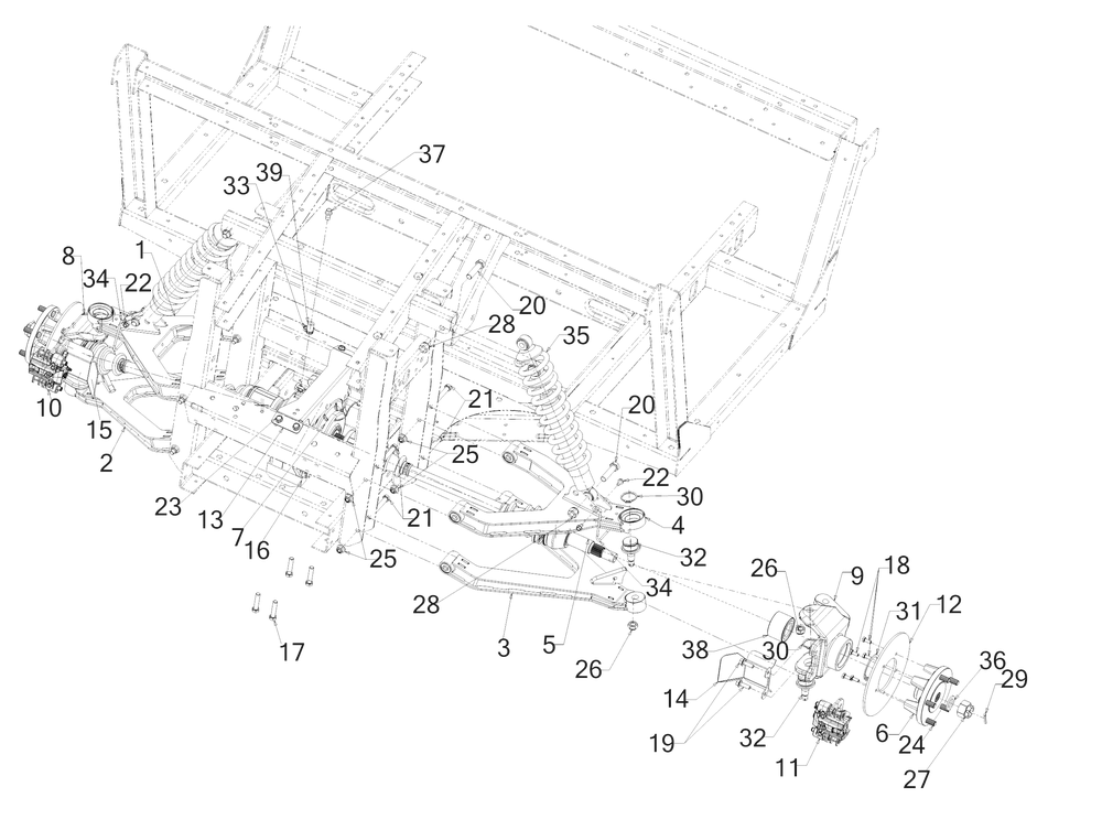 Axle-Front Diagram and Parts List for 747EFI4X4 (37BM485D010)(2019) Cub Cadet Lawn Tractor Accessories